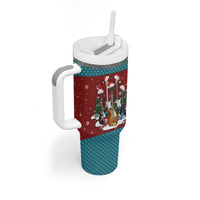 Christmas Guitar Tumbler With Handle with Santa Hats Trees Snowflakes and Musical Pattern - Wonder Print Shop