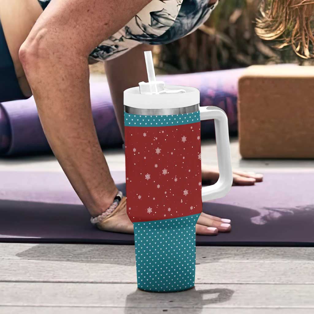 Christmas Guitar Tumbler With Handle with Santa Hats Trees Snowflakes and Musical Pattern - Wonder Print Shop
