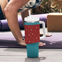 Christmas Guitar Tumbler With Handle with Santa Hats Trees Snowflakes and Musical Pattern - Wonder Print Shop