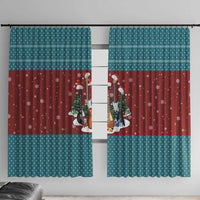 Christmas Guitar Window Curtain with Santa Hats Trees Snowflakes and Musical Pattern - Wonder Print Shop