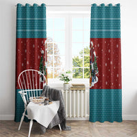 Christmas Guitar Window Curtain with Santa Hats Trees Snowflakes and Musical Pattern - Wonder Print Shop