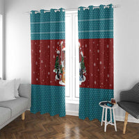 Christmas Guitar Window Curtain with Santa Hats Trees Snowflakes and Musical Pattern - Wonder Print Shop