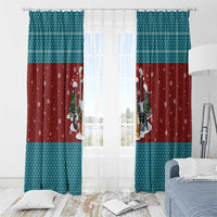 Christmas Guitar Window Curtain with Santa Hats Trees Snowflakes and Musical Pattern - Wonder Print Shop