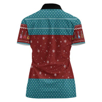 Christmas Guitar Women Polo Shirt with Santa Hats Trees Snowflakes and Musical Pattern - Wonder Print Shop