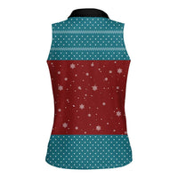 Christmas Guitar Women Sleeveless Polo Shirt with Santa Hats Trees Snowflakes and Musical Pattern - Wonder Print Shop