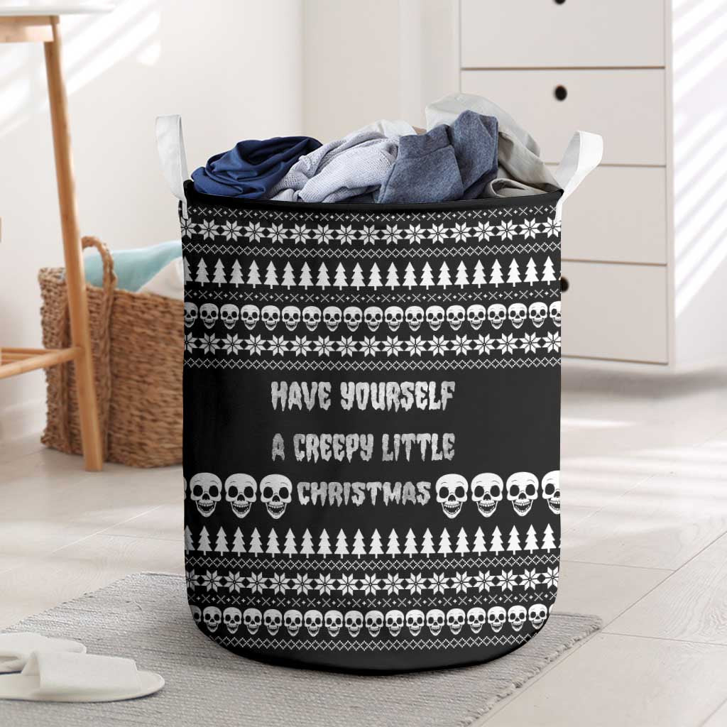 Creepy Christmas Laundry Basket with Skulls Trees and Gothic Holiday Pattern - Wonder Print Shop