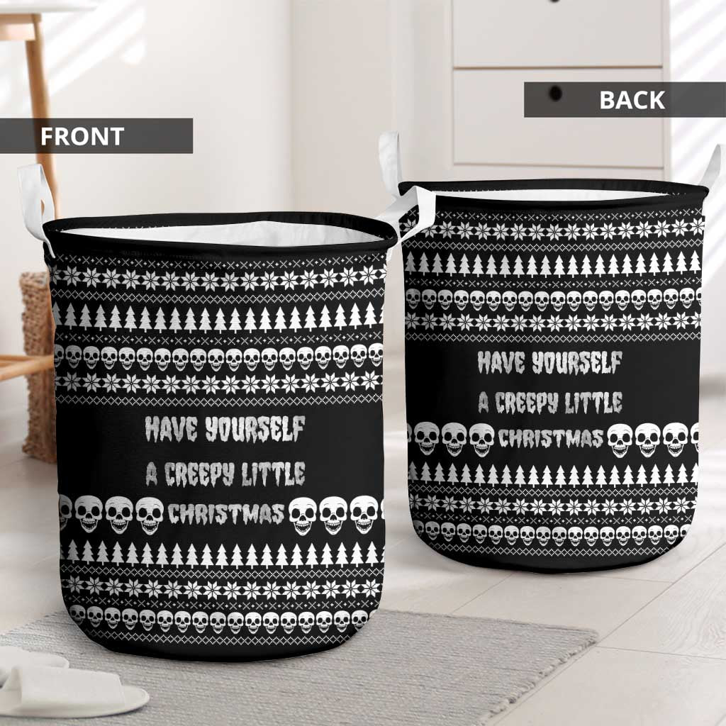 Creepy Christmas Laundry Basket with Skulls Trees and Gothic Holiday Pattern - Wonder Print Shop