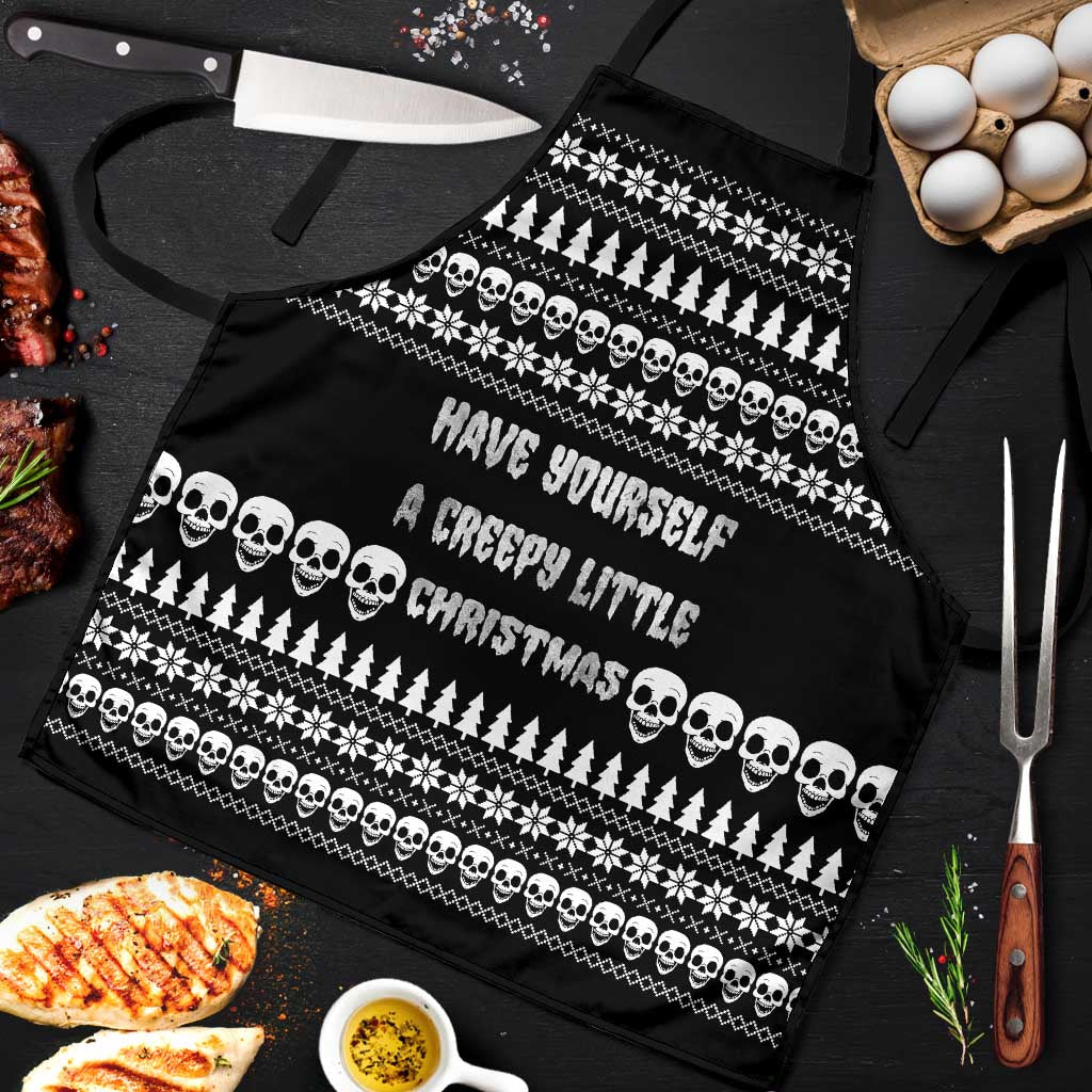 Creepy Christmas Apron with Skulls Trees and Gothic Holiday Pattern - Wonder Print Shop