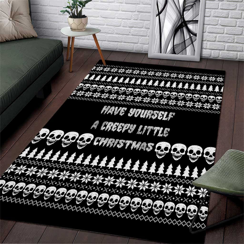 Creepy Christmas Area Rug with Skulls Trees and Gothic Holiday Pattern - Wonder Print Shop