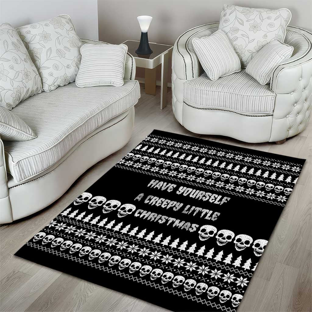 Creepy Christmas Area Rug with Skulls Trees and Gothic Holiday Pattern - Wonder Print Shop