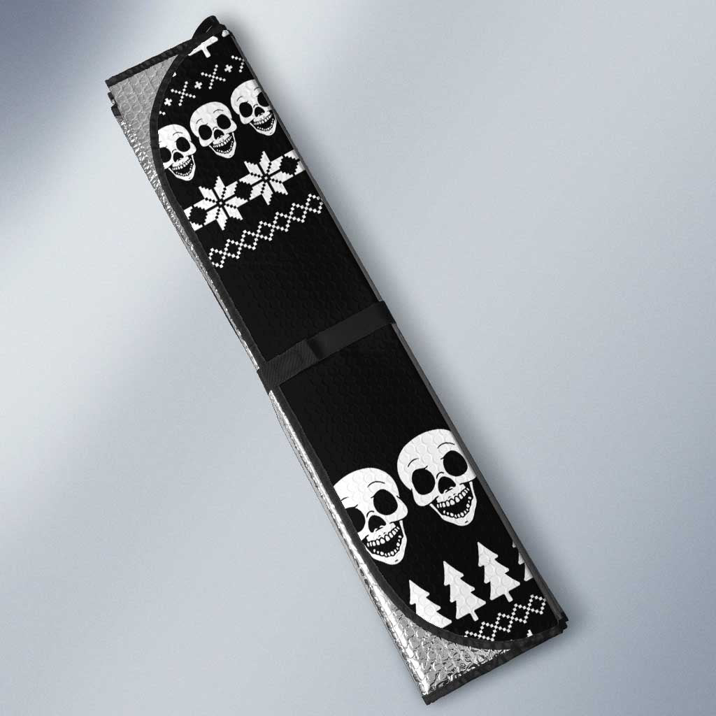 Creepy Christmas Auto Sun Shade with Skulls Trees and Gothic Holiday Pattern - Wonder Print Shop