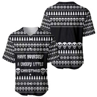 Creepy Christmas Baseball Jersey with Skulls Trees and Gothic Holiday Pattern - Wonder Print Shop