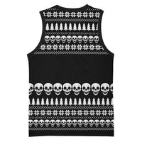 Creepy Christmas Basketball Jersey with Skulls Trees and Gothic Holiday Pattern - Wonder Print Shop