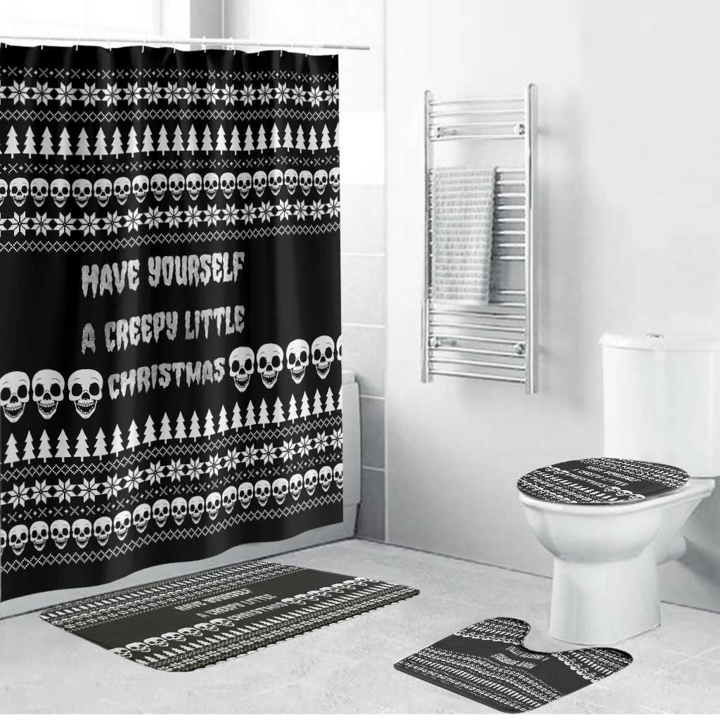 Creepy Christmas Bathroom Set with Skulls Trees and Gothic Holiday Pattern - Wonder Print Shop