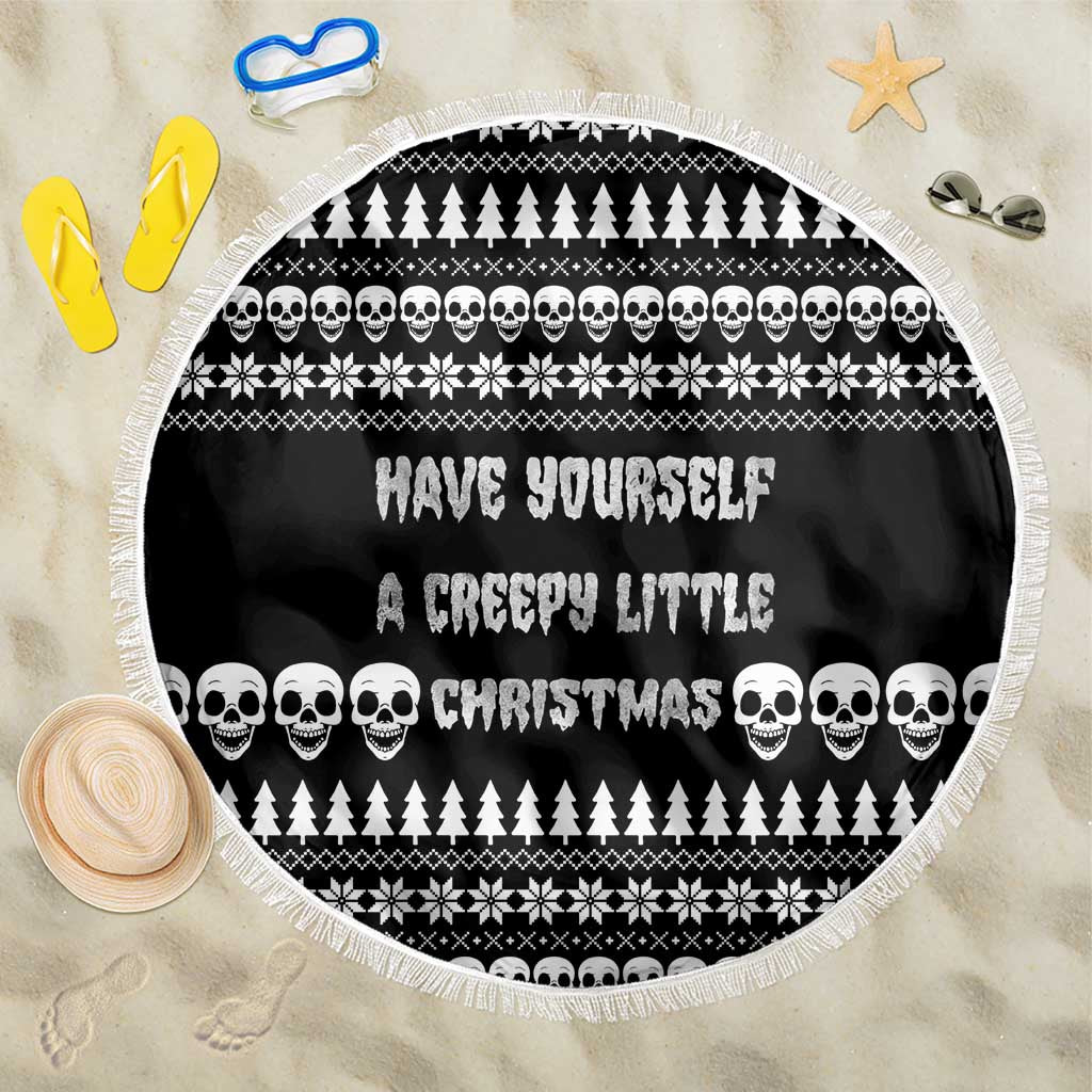 Creepy Christmas Beach Blanket with Skulls Trees and Gothic Holiday Pattern - Wonder Print Shop