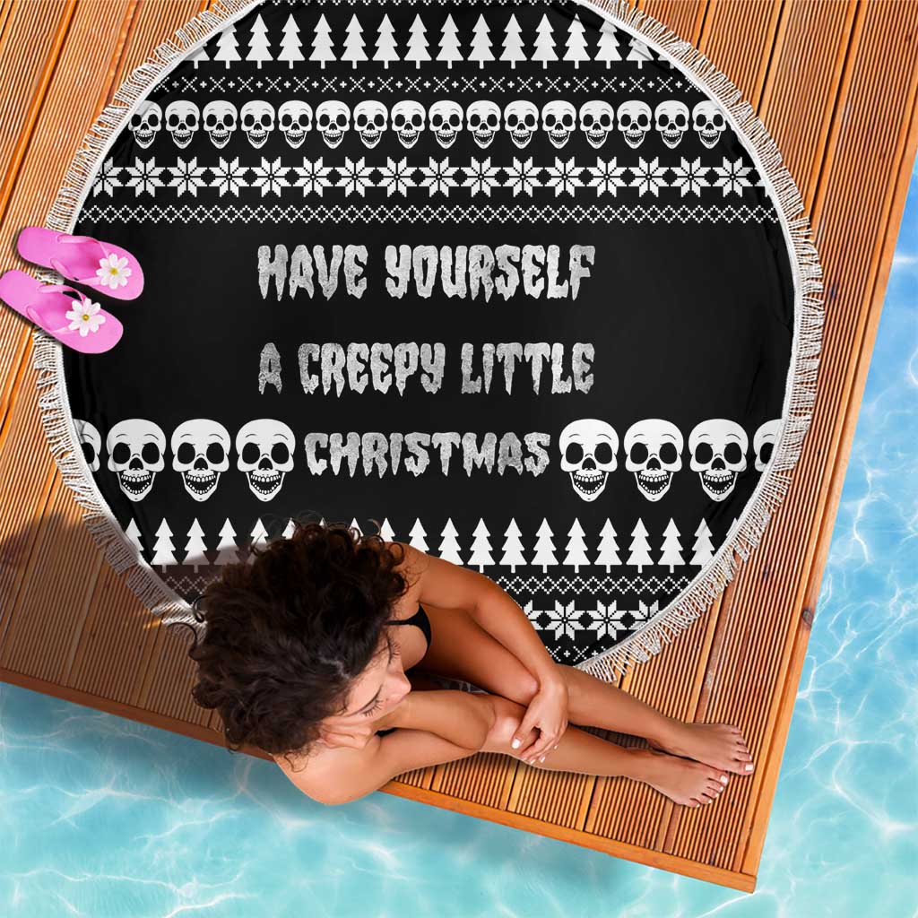 Creepy Christmas Beach Blanket with Skulls Trees and Gothic Holiday Pattern - Wonder Print Shop