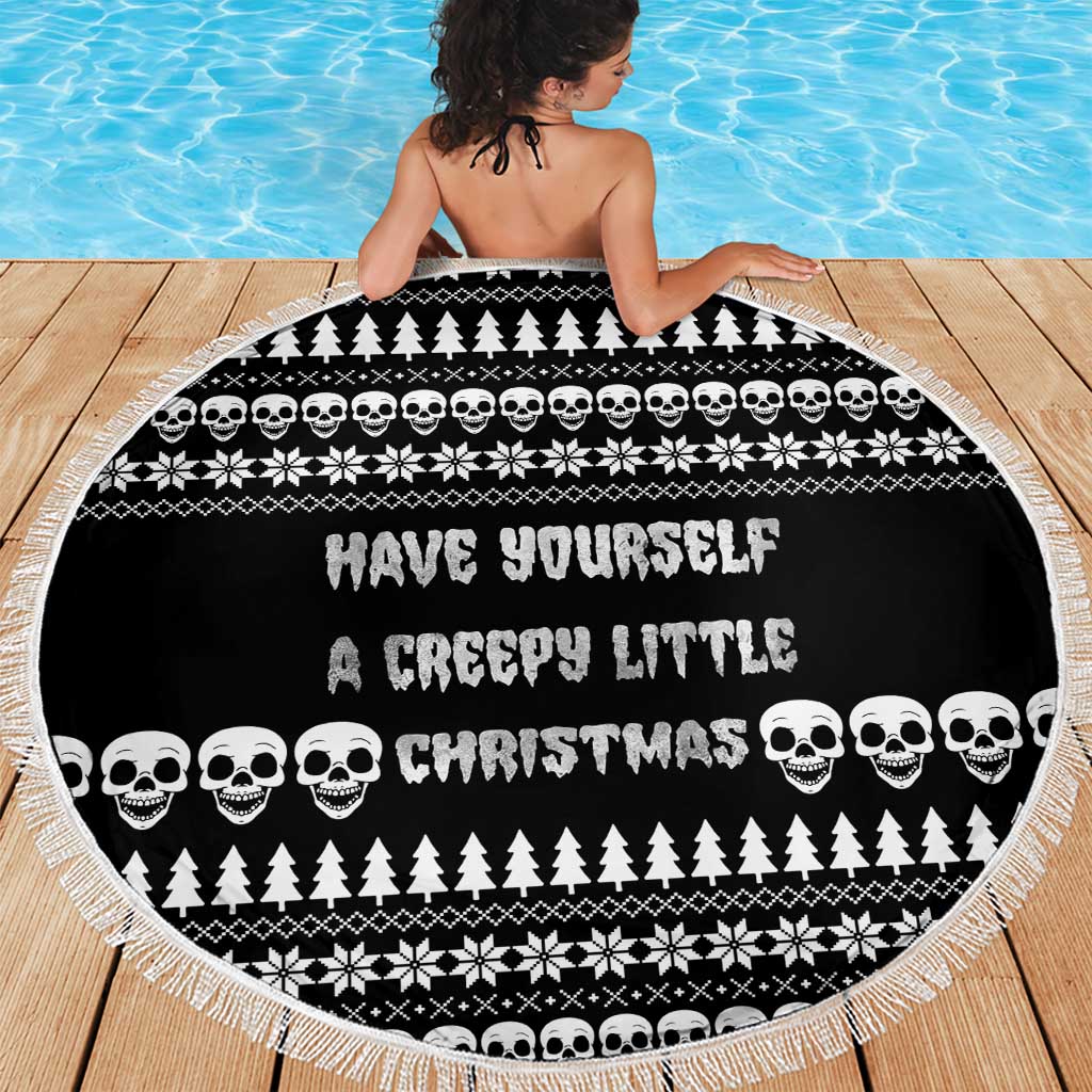 Creepy Christmas Beach Blanket with Skulls Trees and Gothic Holiday Pattern - Wonder Print Shop