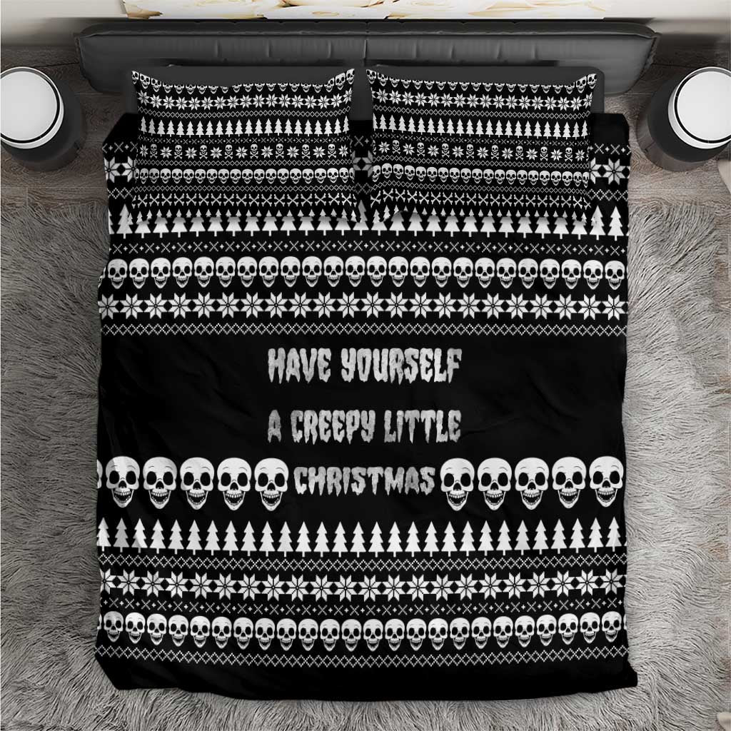 Creepy Christmas Bedding Set with Skulls Trees and Gothic Holiday Pattern - Wonder Print Shop