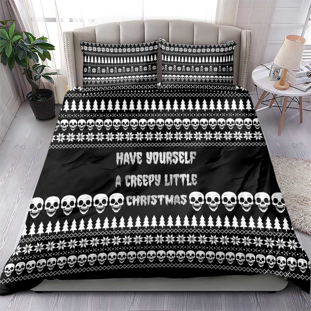 Creepy Christmas Bedding Set with Skulls Trees and Gothic Holiday Pattern - Wonder Print Shop