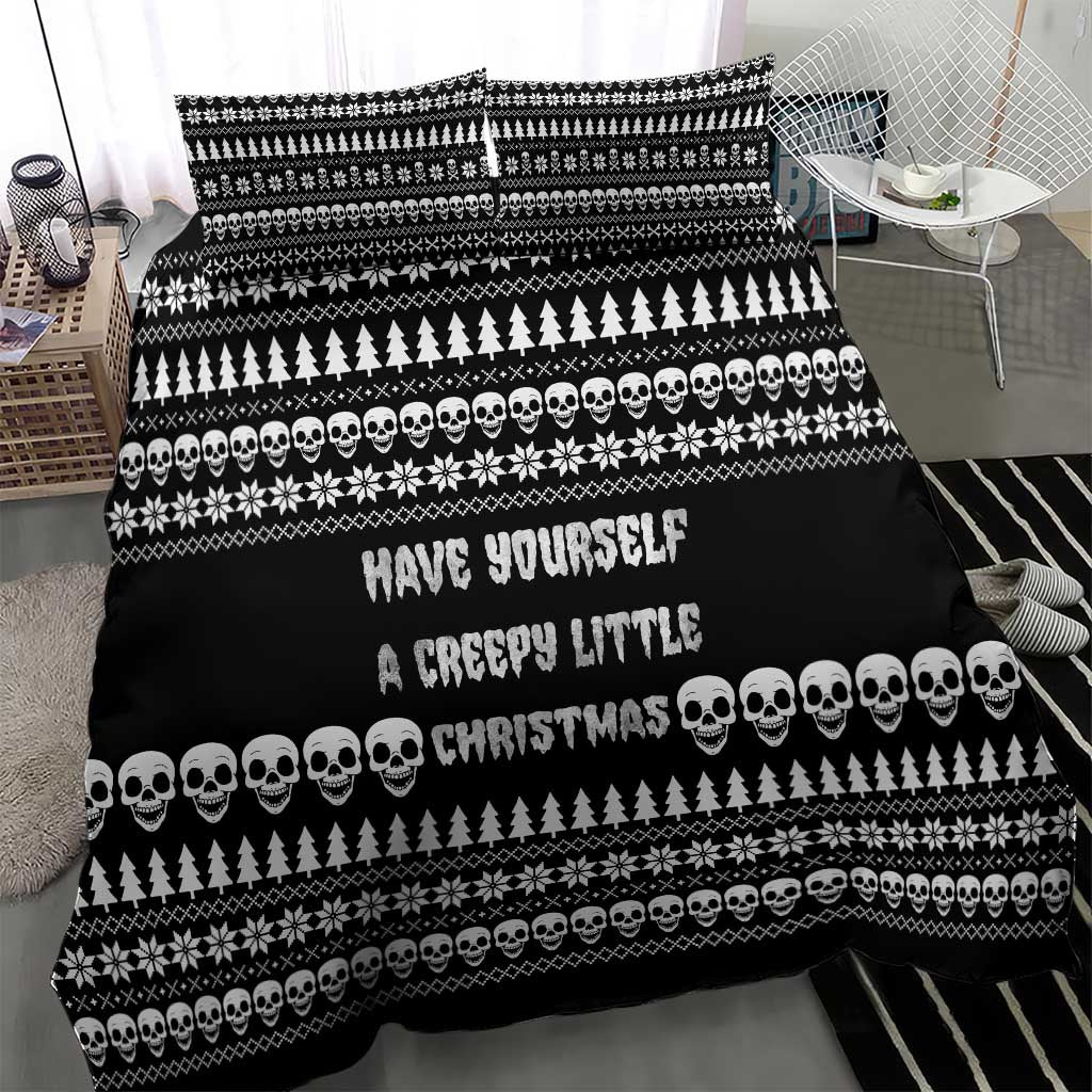 Creepy Christmas Bedding Set with Skulls Trees and Gothic Holiday Pattern - Wonder Print Shop