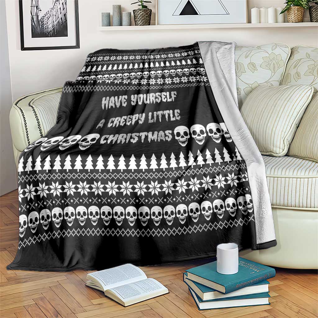 Creepy Christmas Blanket with Skulls Trees and Gothic Holiday Pattern - Wonder Print Shop