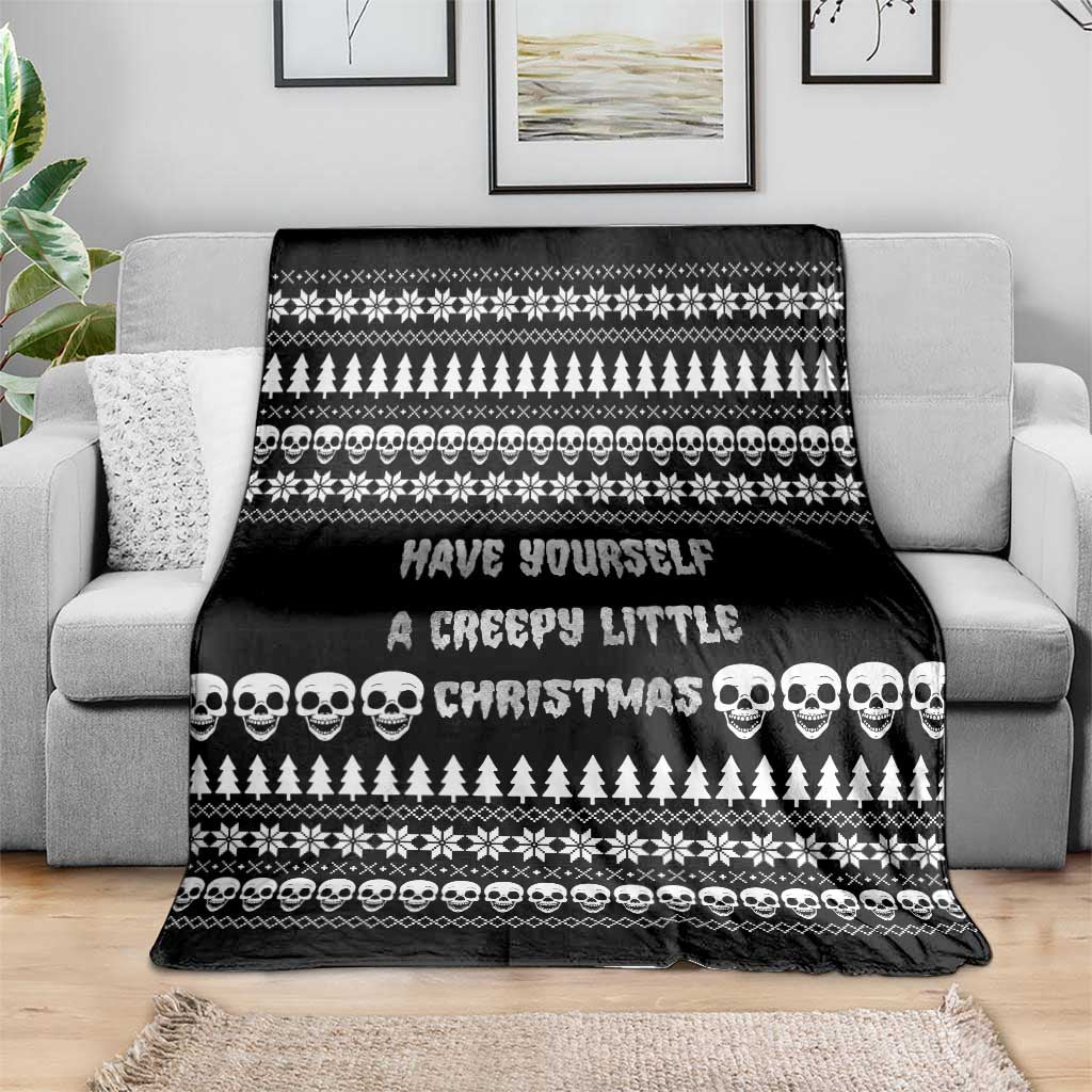 Creepy Christmas Blanket with Skulls Trees and Gothic Holiday Pattern - Wonder Print Shop