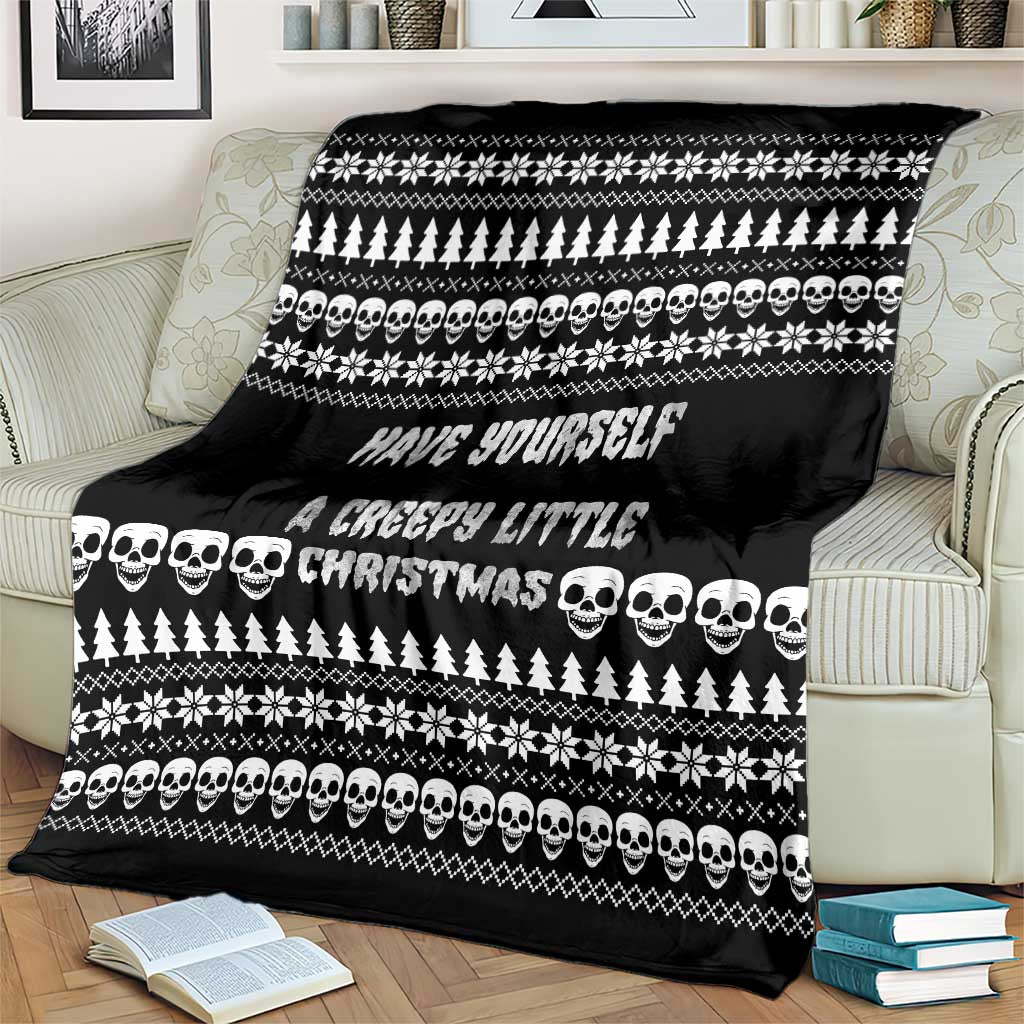 Creepy Christmas Blanket with Skulls Trees and Gothic Holiday Pattern - Wonder Print Shop