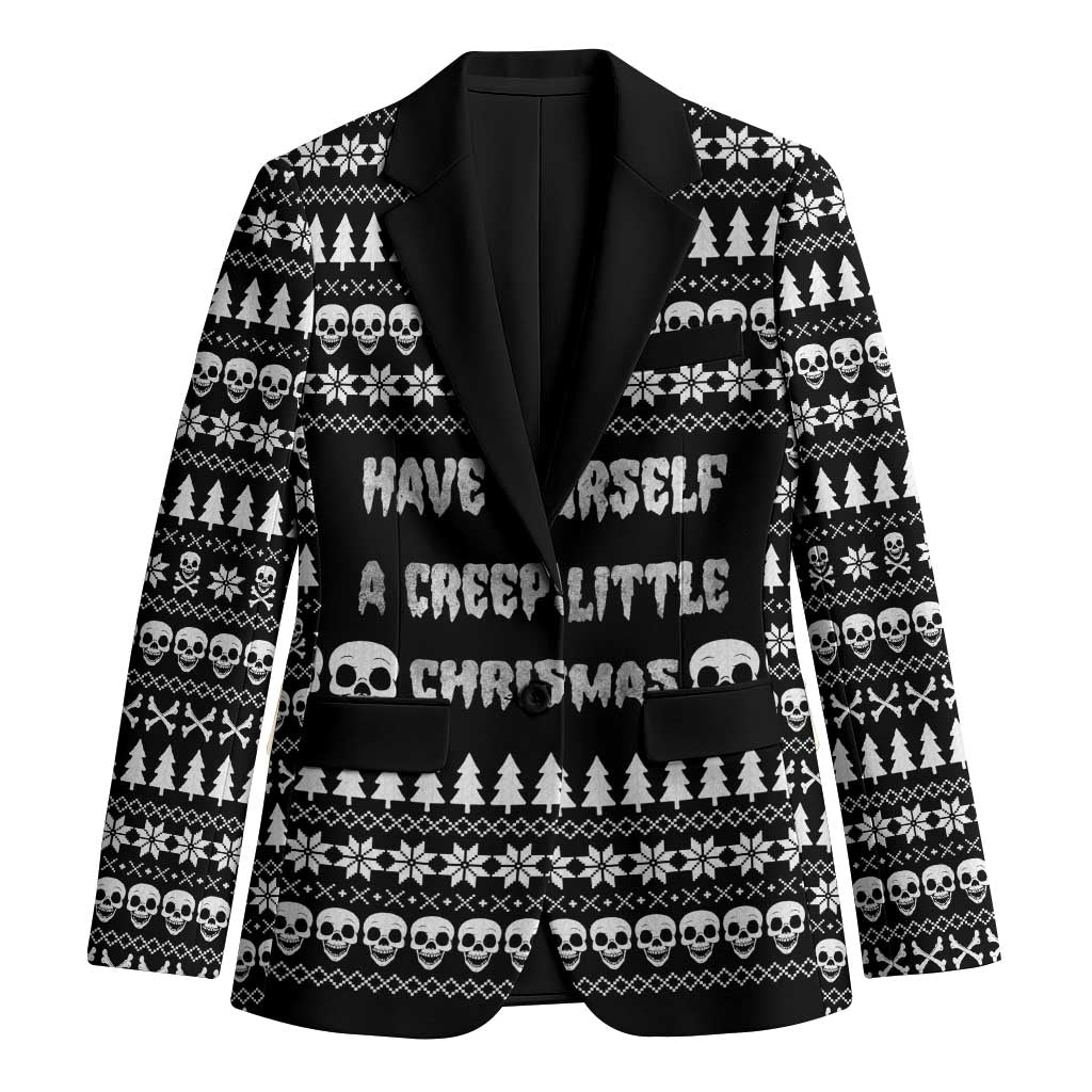 Creepy Christmas Blazer with Skulls Trees and Gothic Holiday Pattern - Wonder Print Shop
