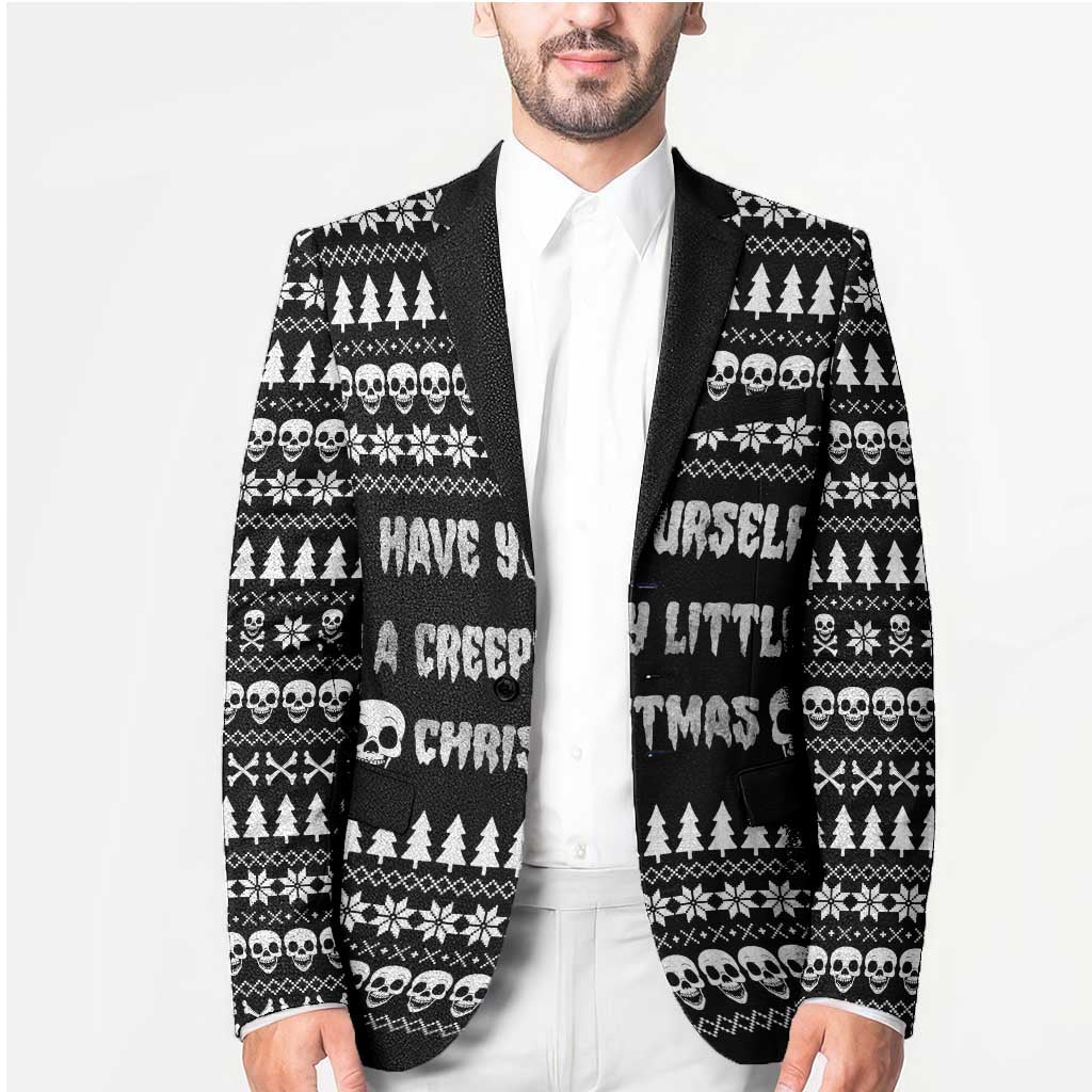 Creepy Christmas Blazer with Skulls Trees and Gothic Holiday Pattern - Wonder Print Shop