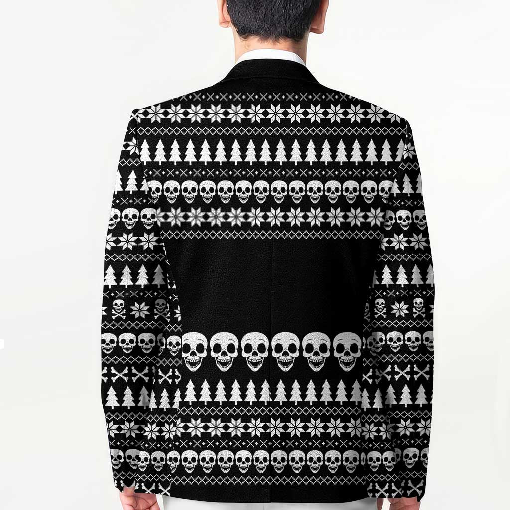 Creepy Christmas Blazer with Skulls Trees and Gothic Holiday Pattern - Wonder Print Shop