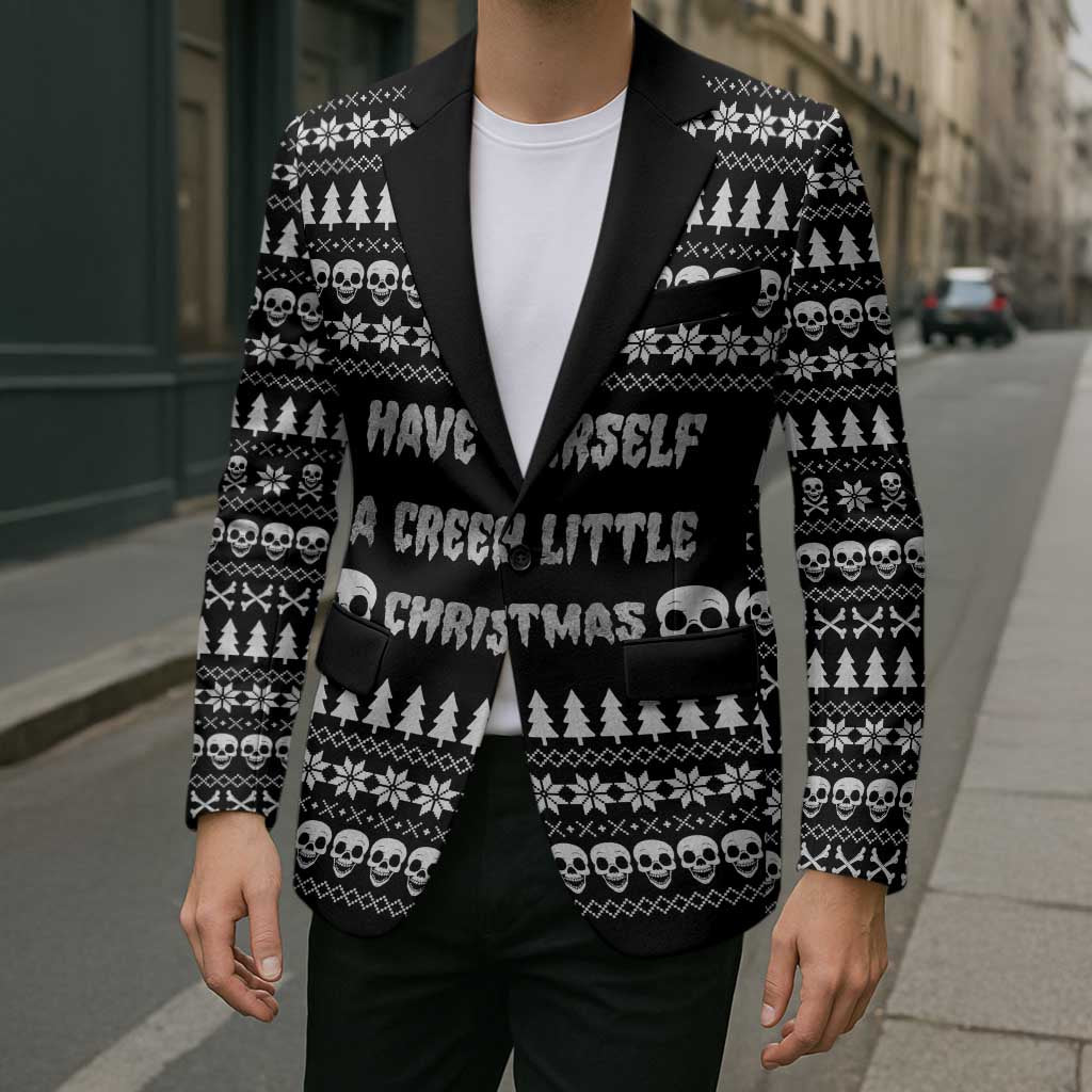 Creepy Christmas Blazer with Skulls Trees and Gothic Holiday Pattern - Wonder Print Shop
