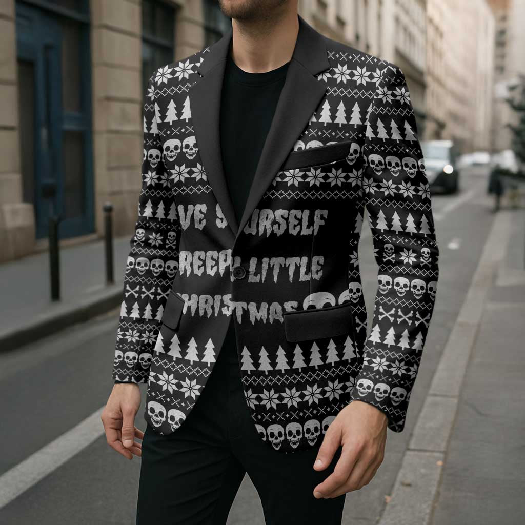 Creepy Christmas Blazer with Skulls Trees and Gothic Holiday Pattern - Wonder Print Shop