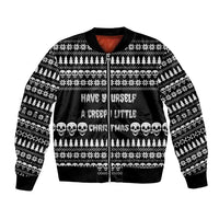 Creepy Christmas Bomber Jacket with Skulls Trees and Gothic Holiday Pattern - Wonder Print Shop