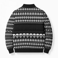 Creepy Christmas Bomber Puffer Jacket with Skulls Trees and Gothic Holiday Pattern - Wonder Print Shop