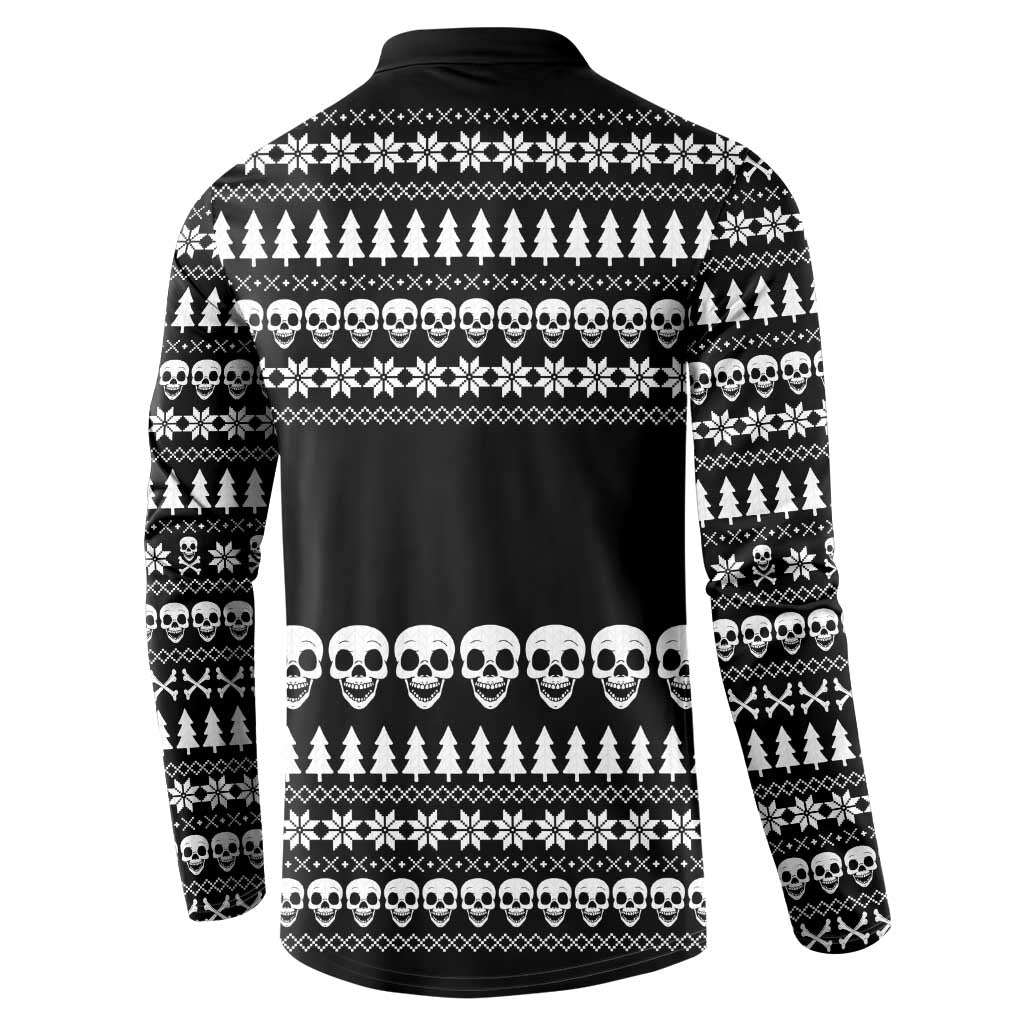 Creepy Christmas Button Sweatshirt with Skulls Trees and Gothic Holiday Pattern - Wonder Print Shop