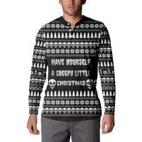 Creepy Christmas Button Sweatshirt with Skulls Trees and Gothic Holiday Pattern - Wonder Print Shop