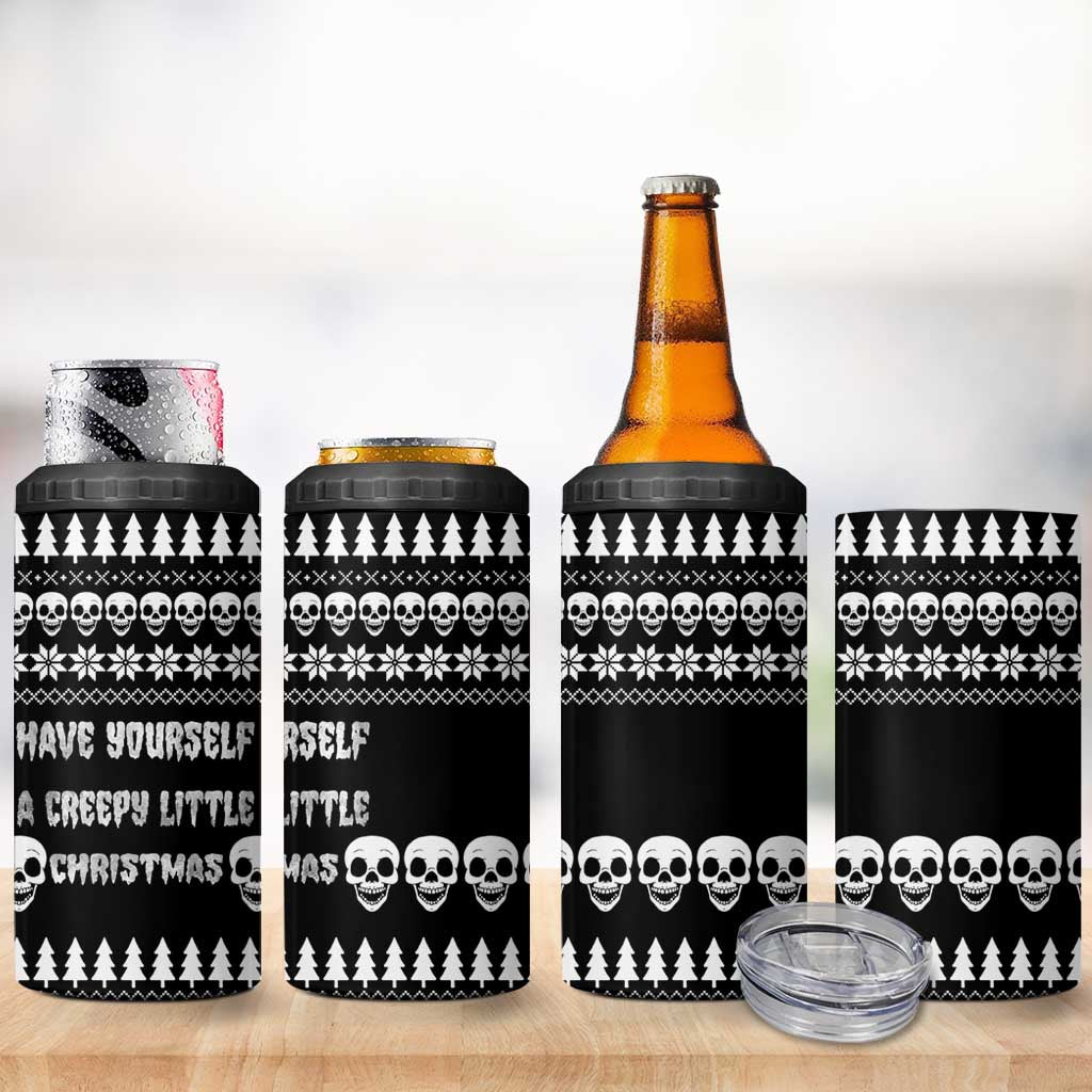 Creepy Christmas 4 in 1 Can Cooler Tumbler with Skulls Trees and Gothic Holiday Pattern - Wonder Print Shop