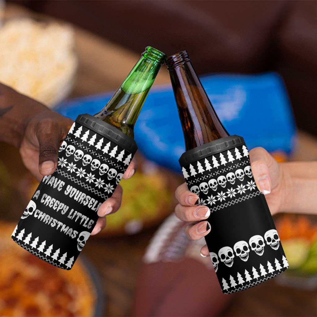 Creepy Christmas 4 in 1 Can Cooler Tumbler with Skulls Trees and Gothic Holiday Pattern - Wonder Print Shop