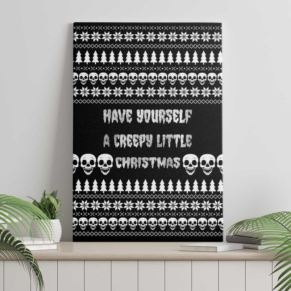 Creepy Christmas Canvas Wall Art with Skulls Trees and Gothic Holiday Pattern - Wonder Print Shop