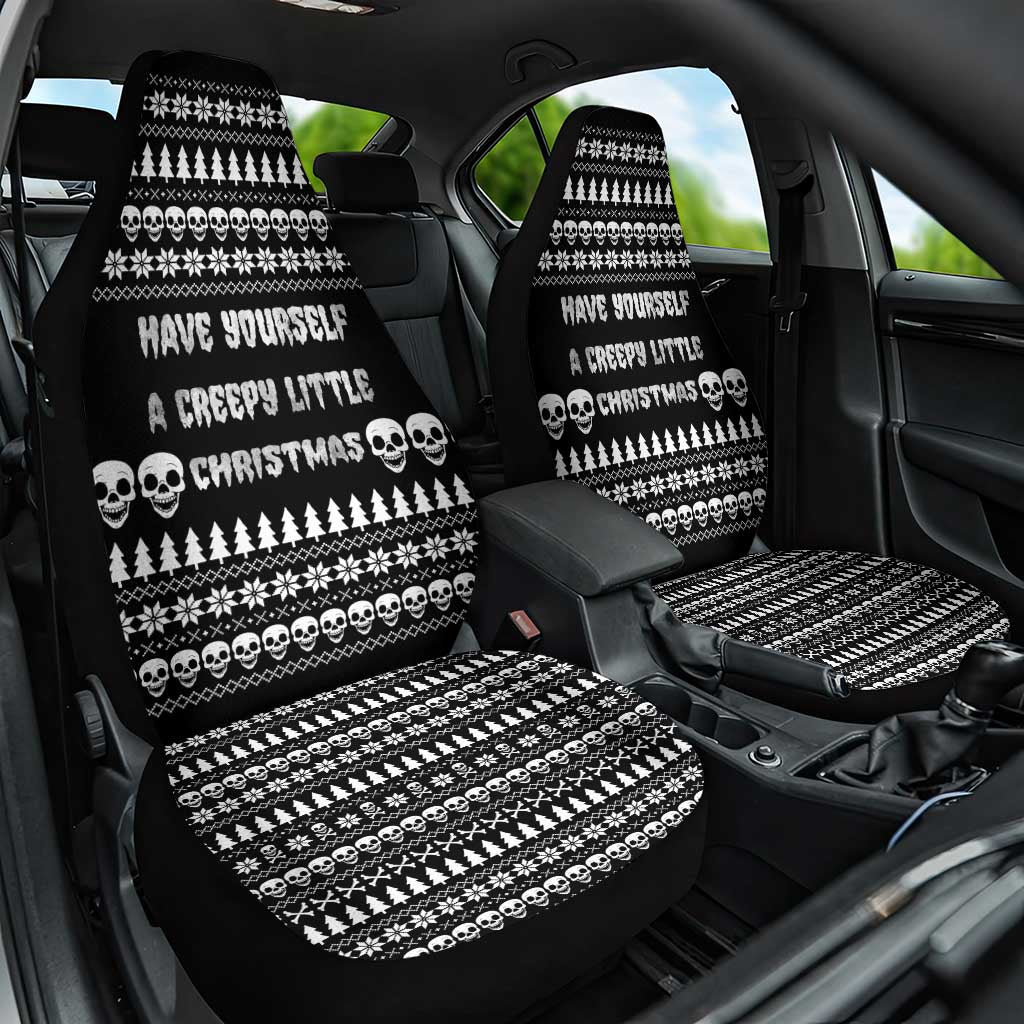 Creepy Christmas Car Seat Cover with Skulls Trees and Gothic Holiday Pattern - Wonder Print Shop
