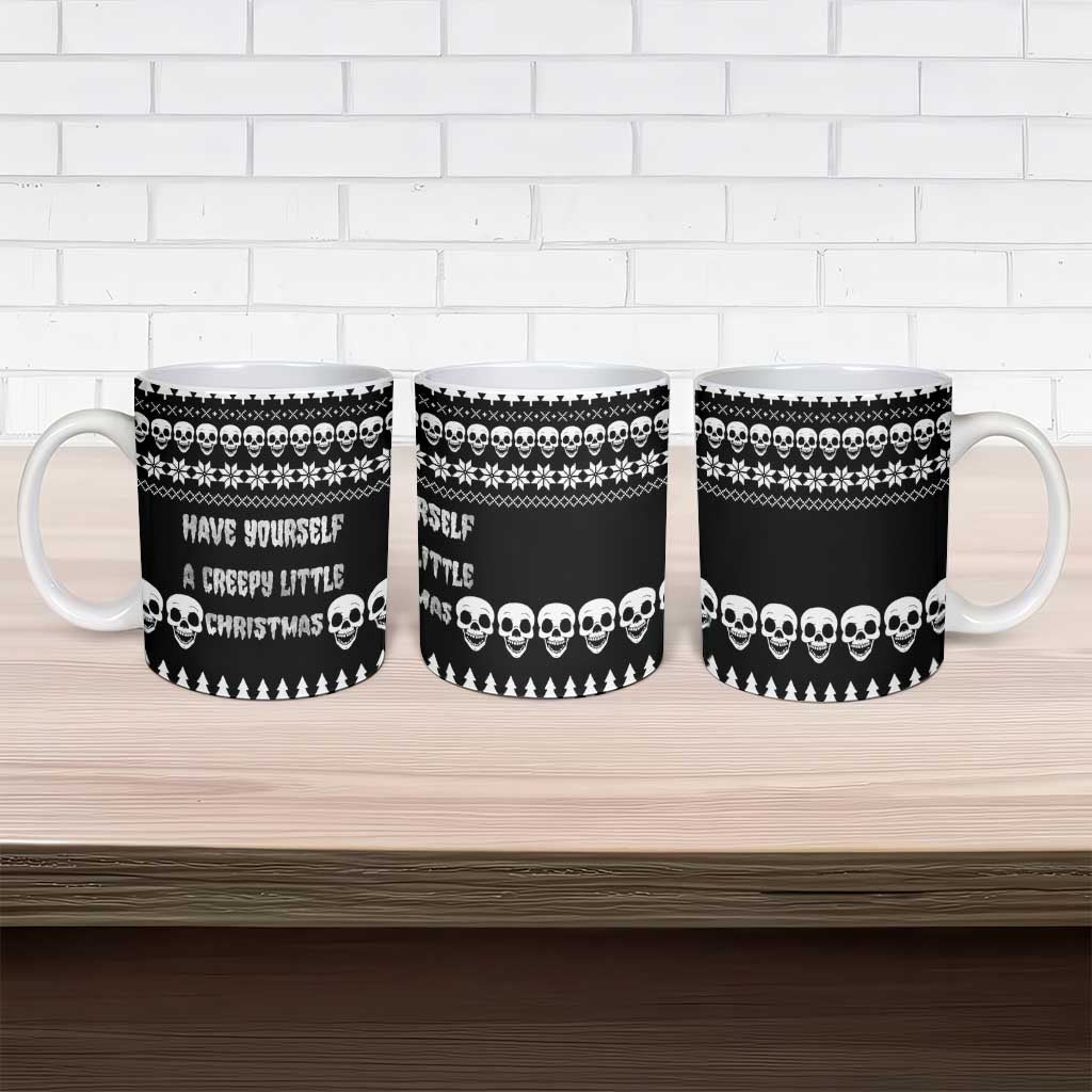 Creepy Christmas Ceramic Mug with Skulls Trees and Gothic Holiday Pattern - Wonder Print Shop