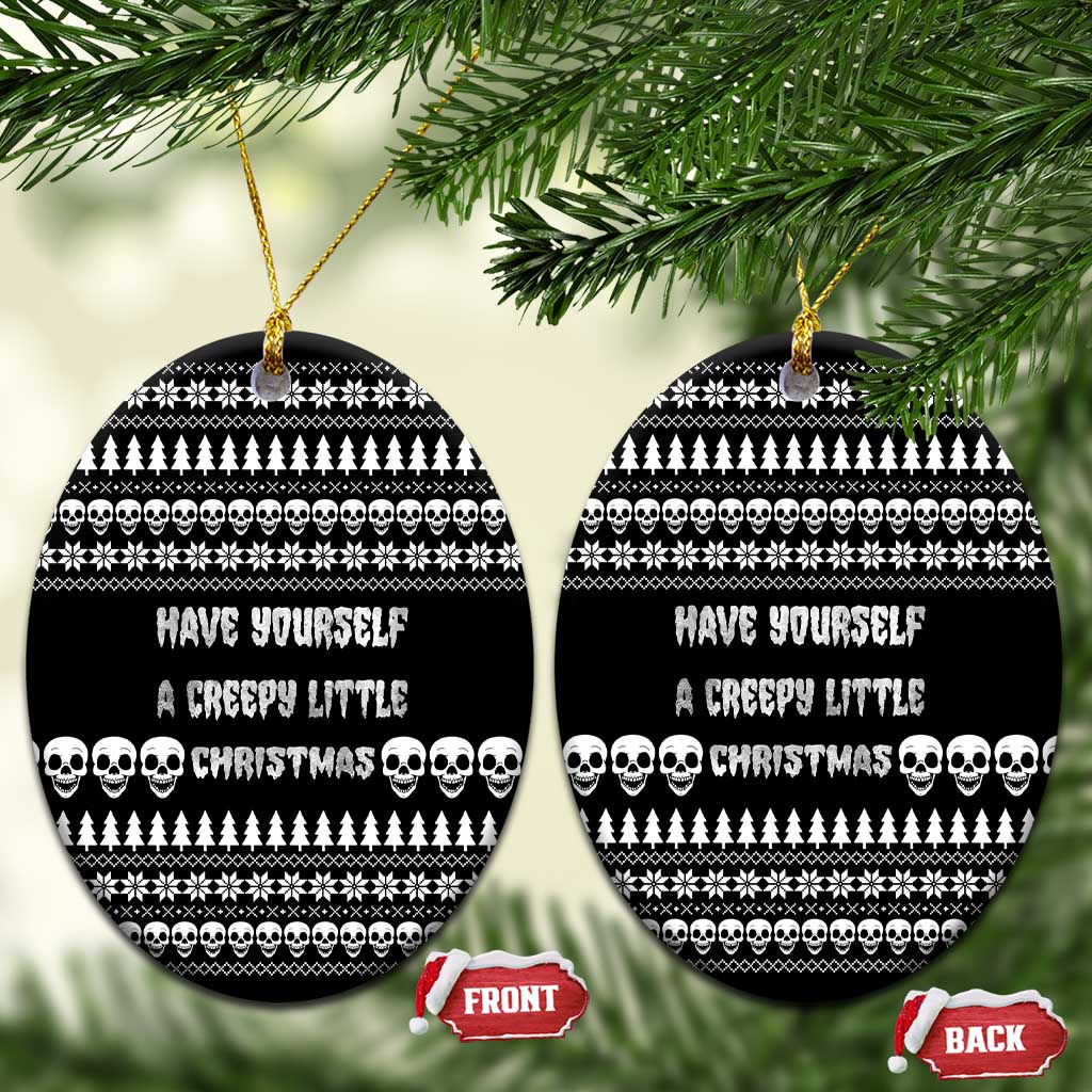 Creepy Christmas Ceramic Ornament with Skulls Trees and Gothic Holiday Pattern - Wonder Print Shop