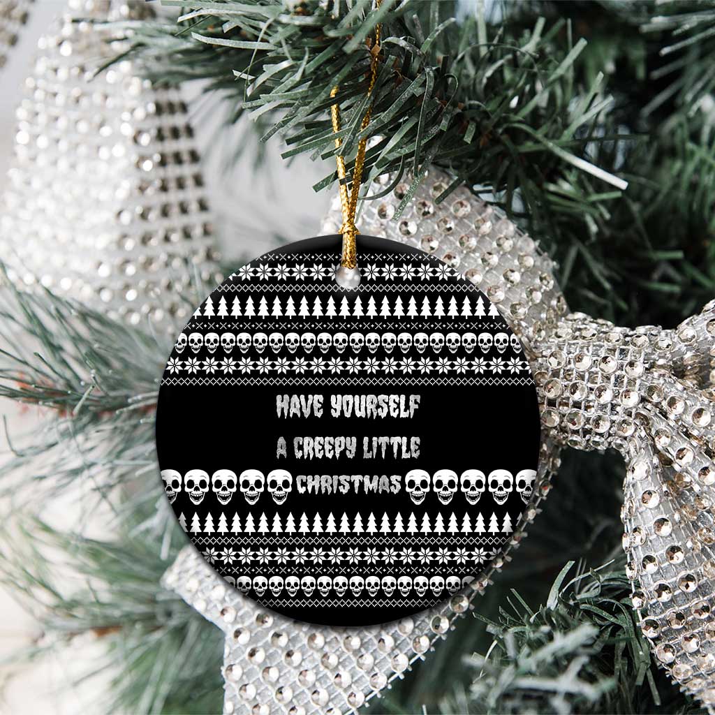 Creepy Christmas Ceramic Ornament with Skulls Trees and Gothic Holiday Pattern - Wonder Print Shop