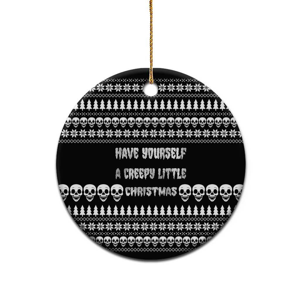 Creepy Christmas Ceramic Ornament with Skulls Trees and Gothic Holiday Pattern - Wonder Print Shop