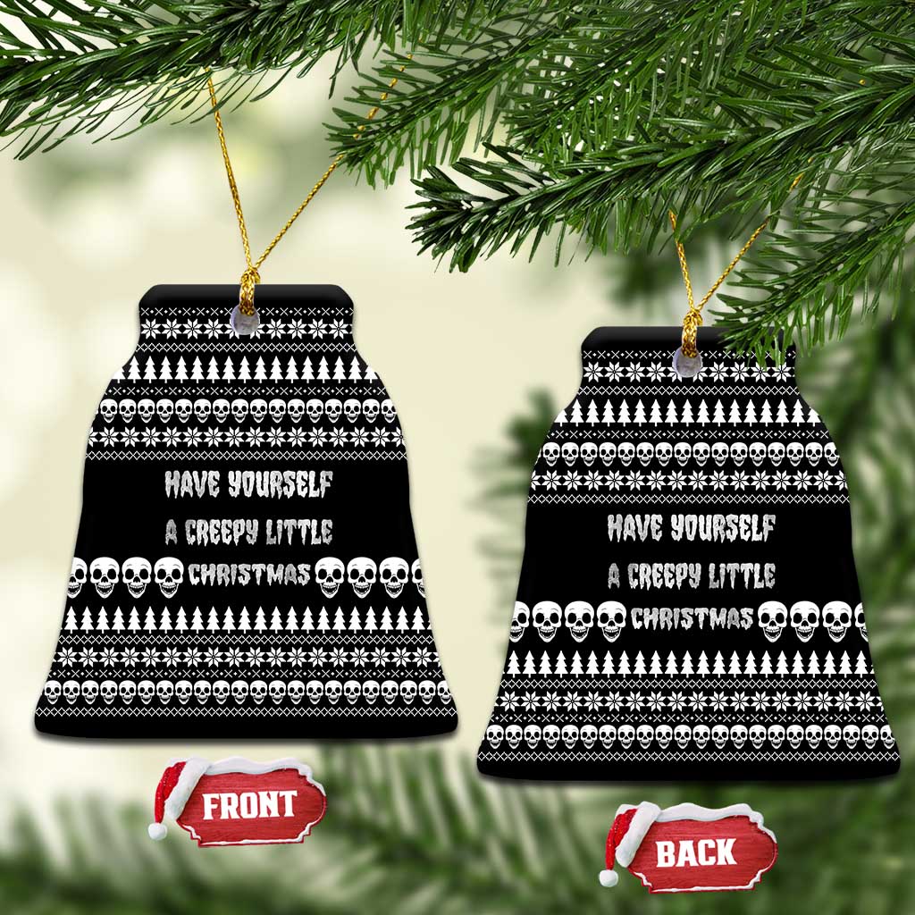 Creepy Christmas Ceramic Ornament with Skulls Trees and Gothic Holiday Pattern - Wonder Print Shop
