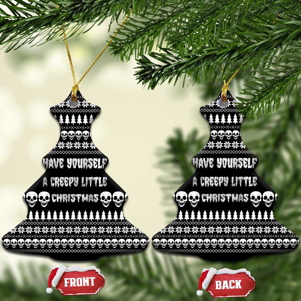 Creepy Christmas Ceramic Ornament with Skulls Trees and Gothic Holiday Pattern - Wonder Print Shop