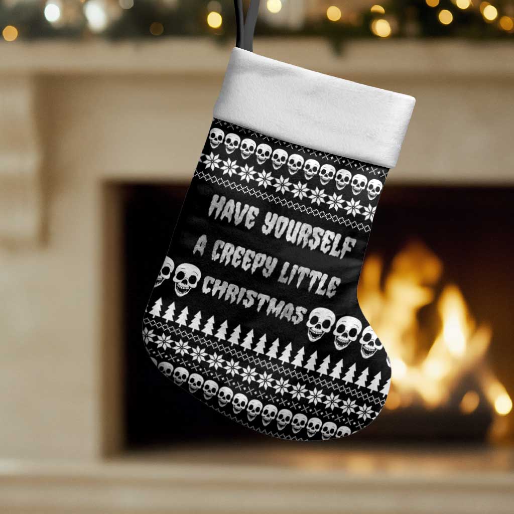 Creepy Christmas Stocking with Skulls Trees and Gothic Holiday Pattern - Wonder Print Shop