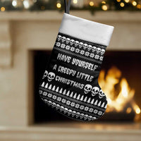 Creepy Christmas Stocking with Skulls Trees and Gothic Holiday Pattern - Wonder Print Shop