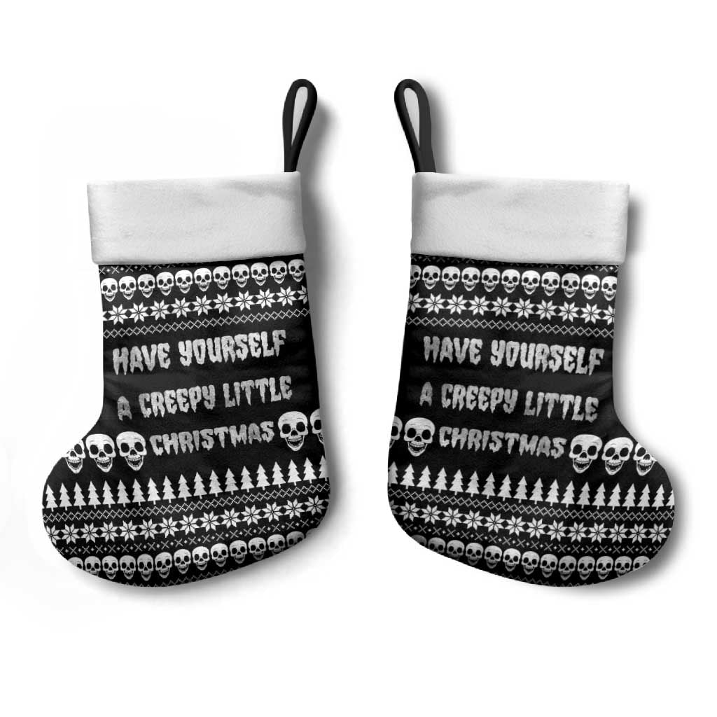 Creepy Christmas Stocking with Skulls Trees and Gothic Holiday Pattern - Wonder Print Shop