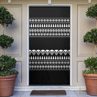 Creepy Christmas Door Cover with Skulls Trees and Gothic Holiday Pattern - Wonder Print Shop